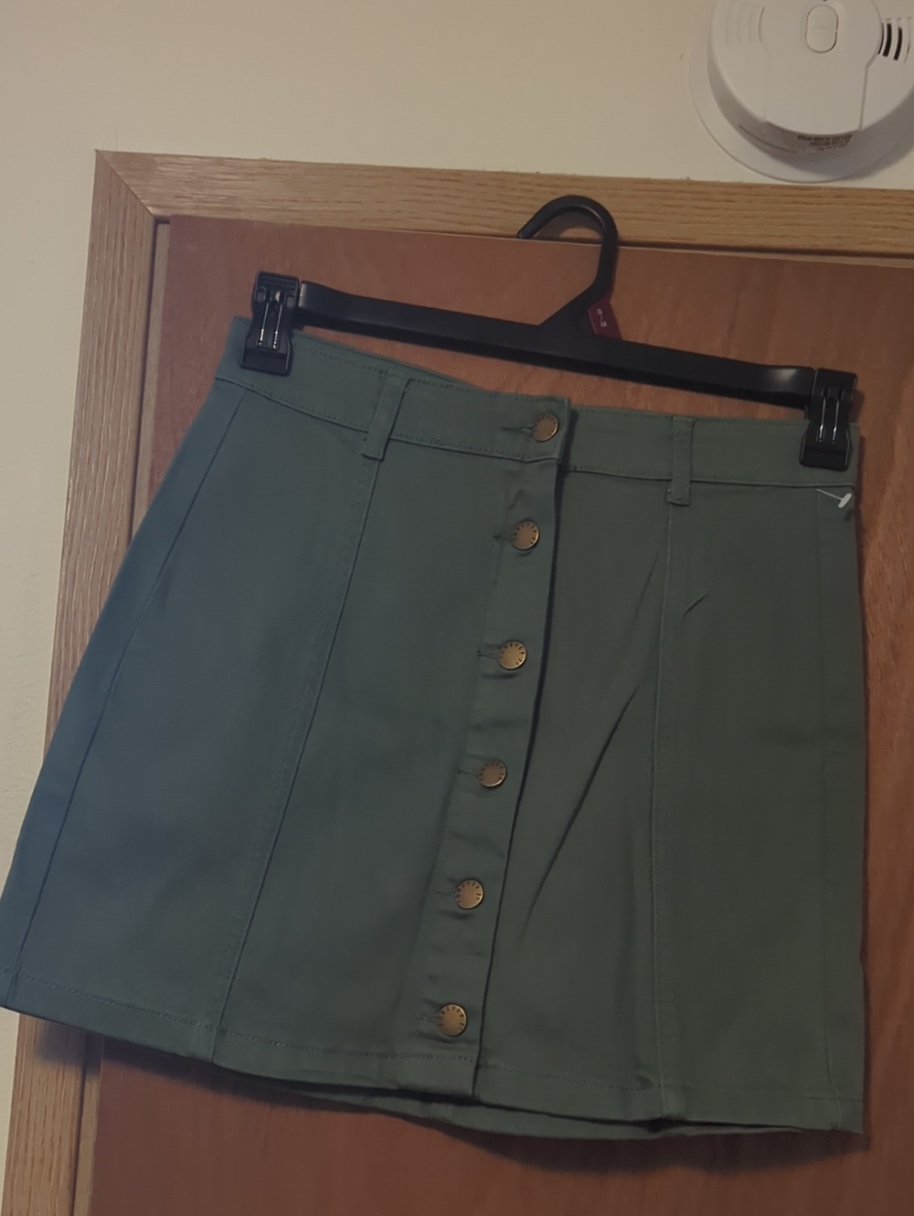 High-Rise Olive Green Button-Front Mini Skirt